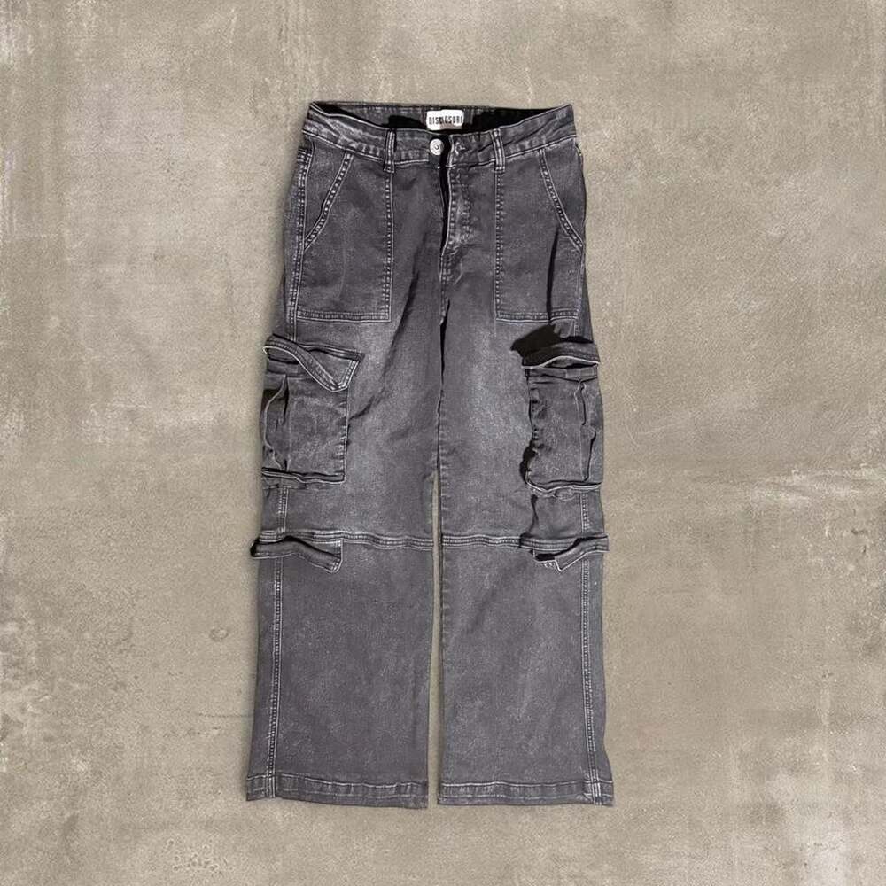 Disclosure Black Acid Wash Cargo Pants Wide Leg Utility Y2K Size 11/30
